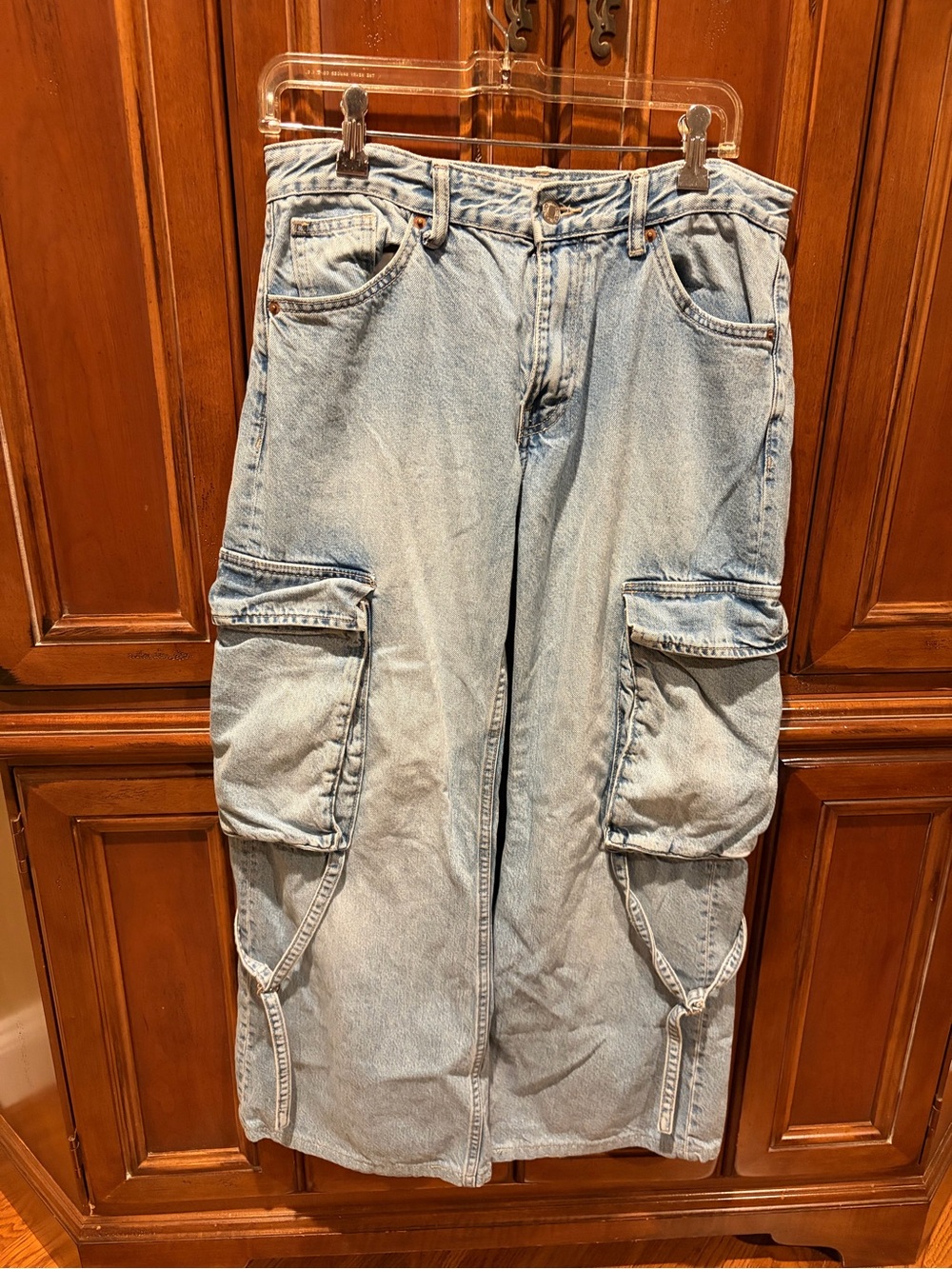 ZARA Faded Blue Cargo Jeans